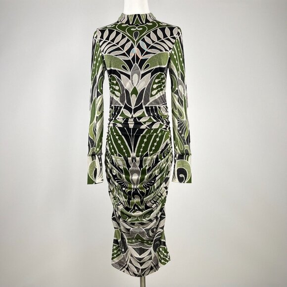 NWOT Farm Rio Lace Nature Tulle Midi Dress Long Sleeves Size S Multicolor - Picture 4 of 15